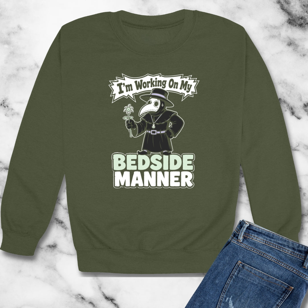 Plague Doctor Working on Bedside Manner Unisex Heavy Crewneck Sweatshirt