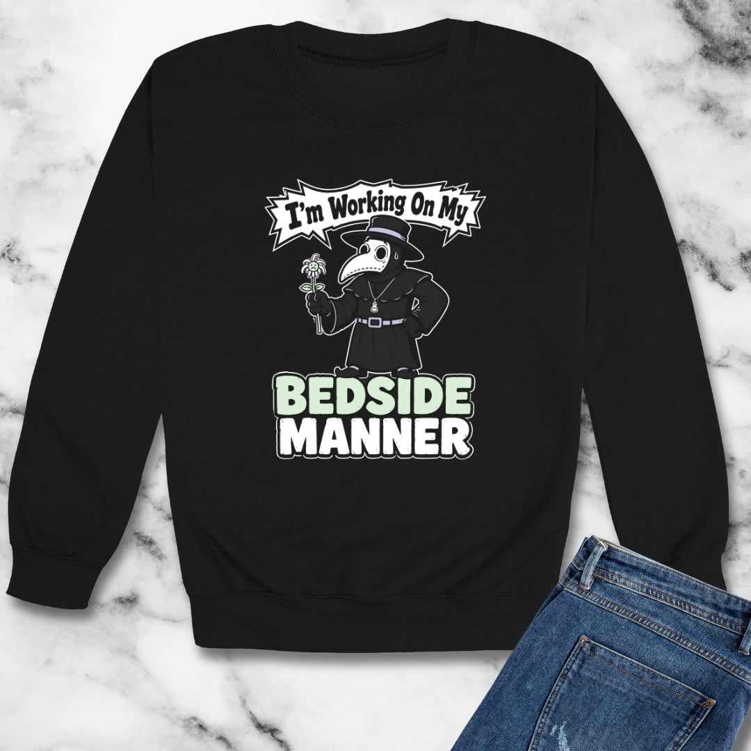 Plague Doctor Working on Bedside Manner Unisex Heavy Crewneck Sweatshirt