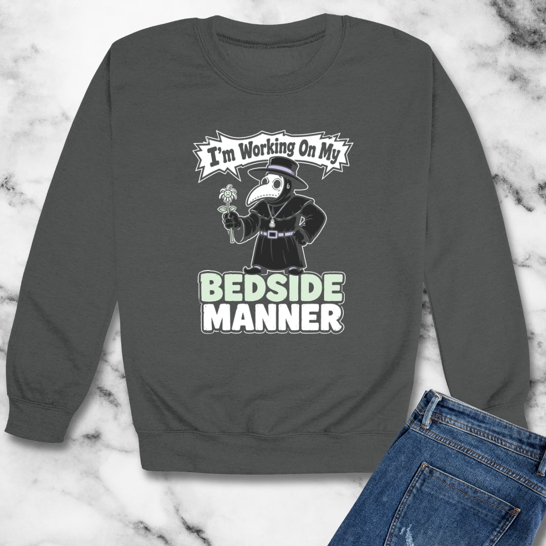 Plague Doctor Working on Bedside Manner Unisex Heavy Crewneck Sweatshirt