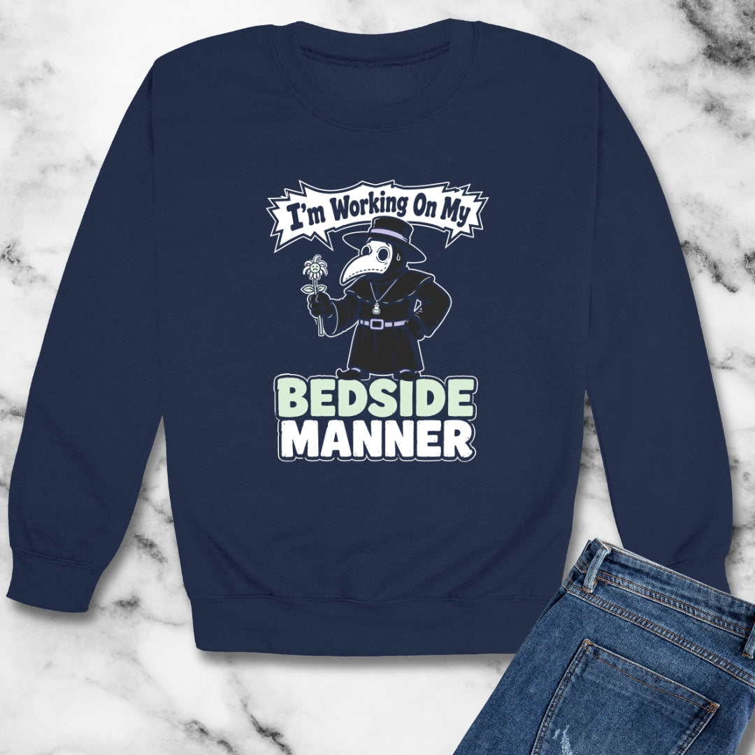 Plague Doctor Working on Bedside Manner Unisex Heavy Crewneck Sweatshirt