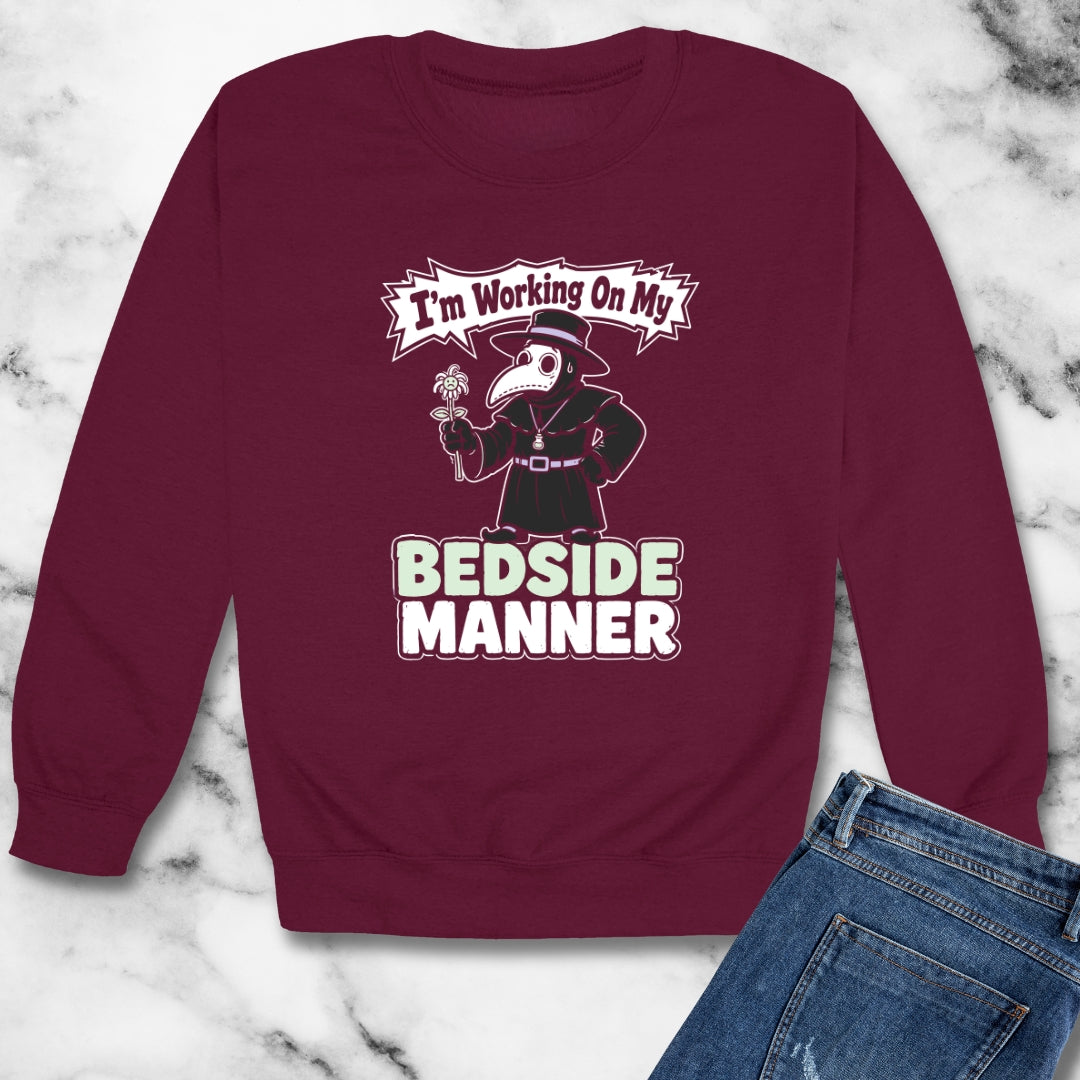 Plague Doctor Working on Bedside Manner Unisex Heavy Crewneck Sweatshirt