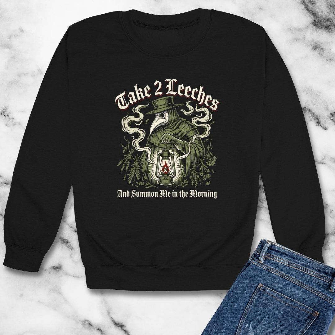 Plague Doctor Take 2 Leeches Unisex Heavy Crewneck Sweatshirt
