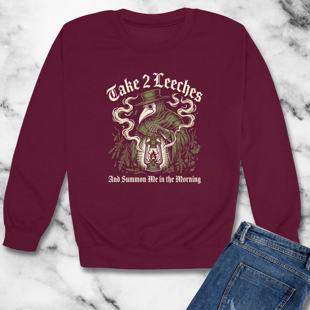 Plague Doctor Take 2 Leeches Unisex Heavy Crewneck Sweatshirt