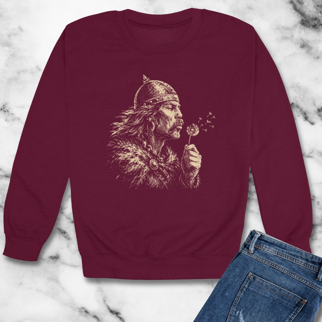 Attila the Hun Blowing a Dandelion Unisex Heavy Crewneck Sweatshirt