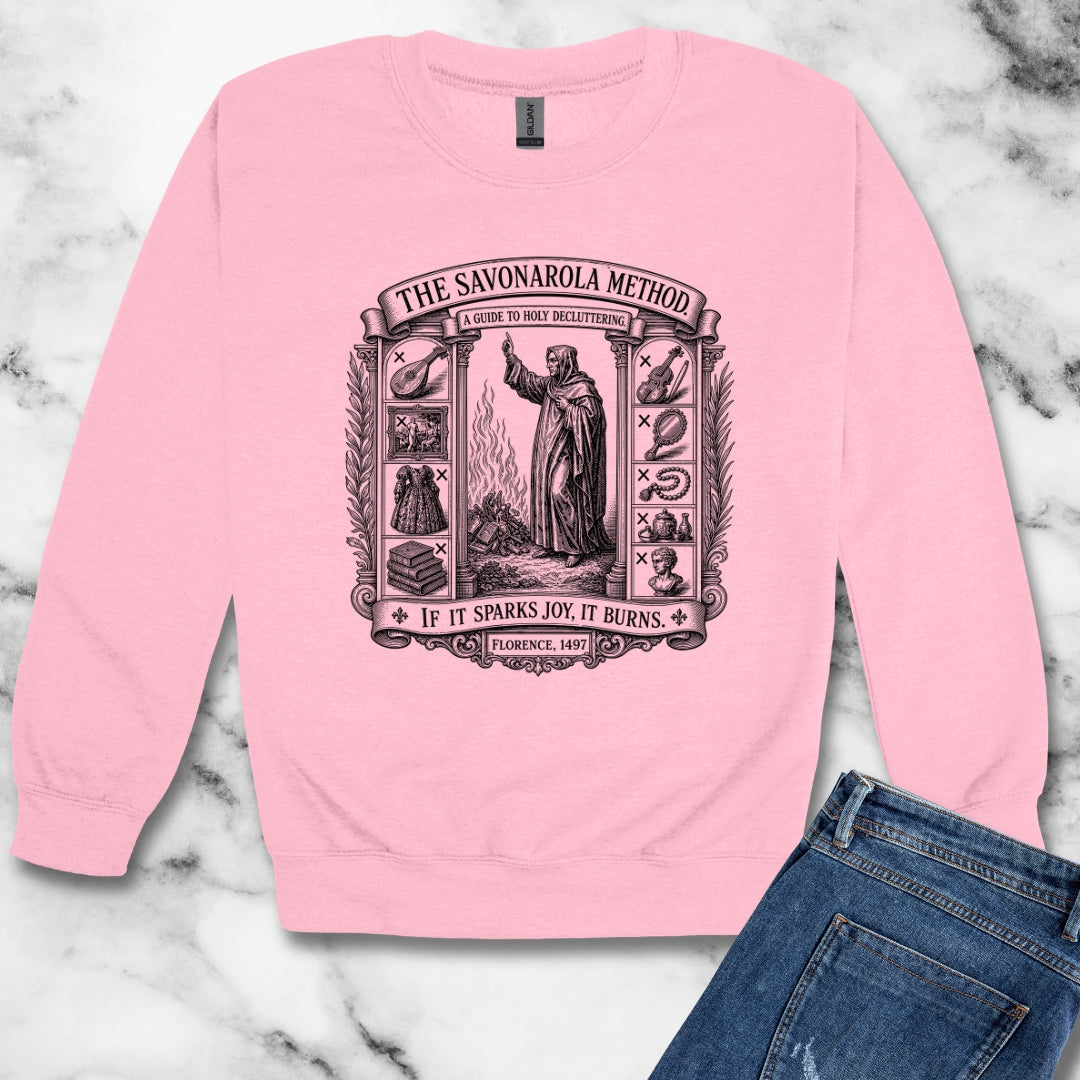 Savonarola Method to Holy Decluttering Unisex Heavy Crewneck Sweatshirt