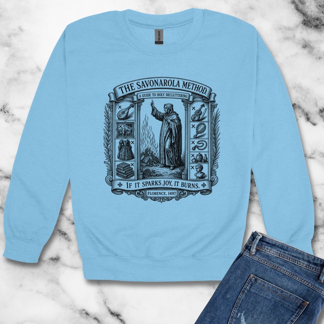 Savonarola Method to Holy Decluttering Unisex Heavy Crewneck Sweatshirt