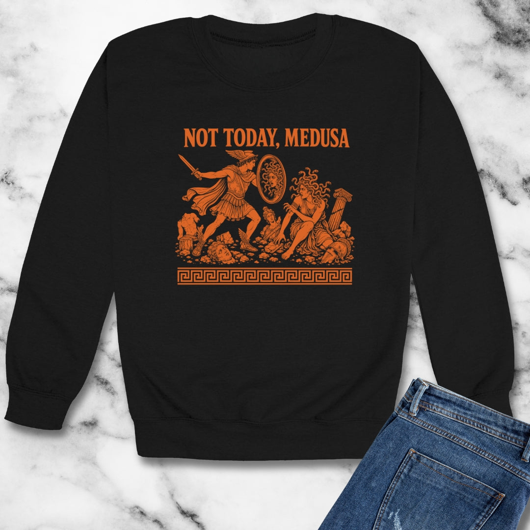 Not Today Medusa Unisex Heavy Crewneck Sweatshirt