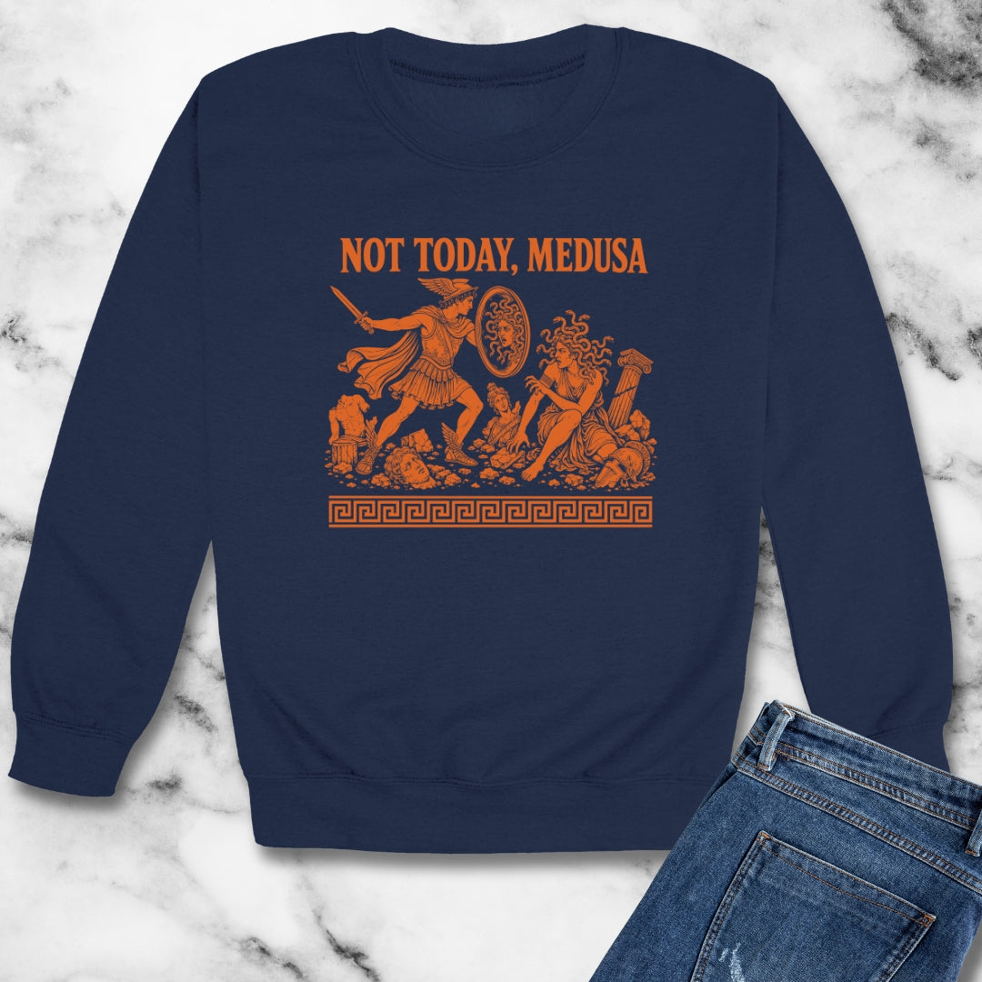 Not Today Medusa Unisex Heavy Crewneck Sweatshirt