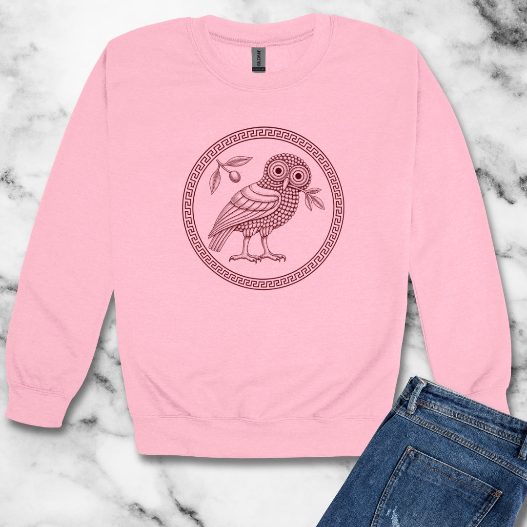 Ancient Athens Owl Wisdom Unisex Heavy Crewneck Sweatshirt