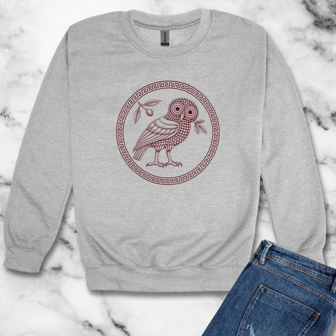 Ancient Athens Owl Wisdom Unisex Heavy Crewneck Sweatshirt