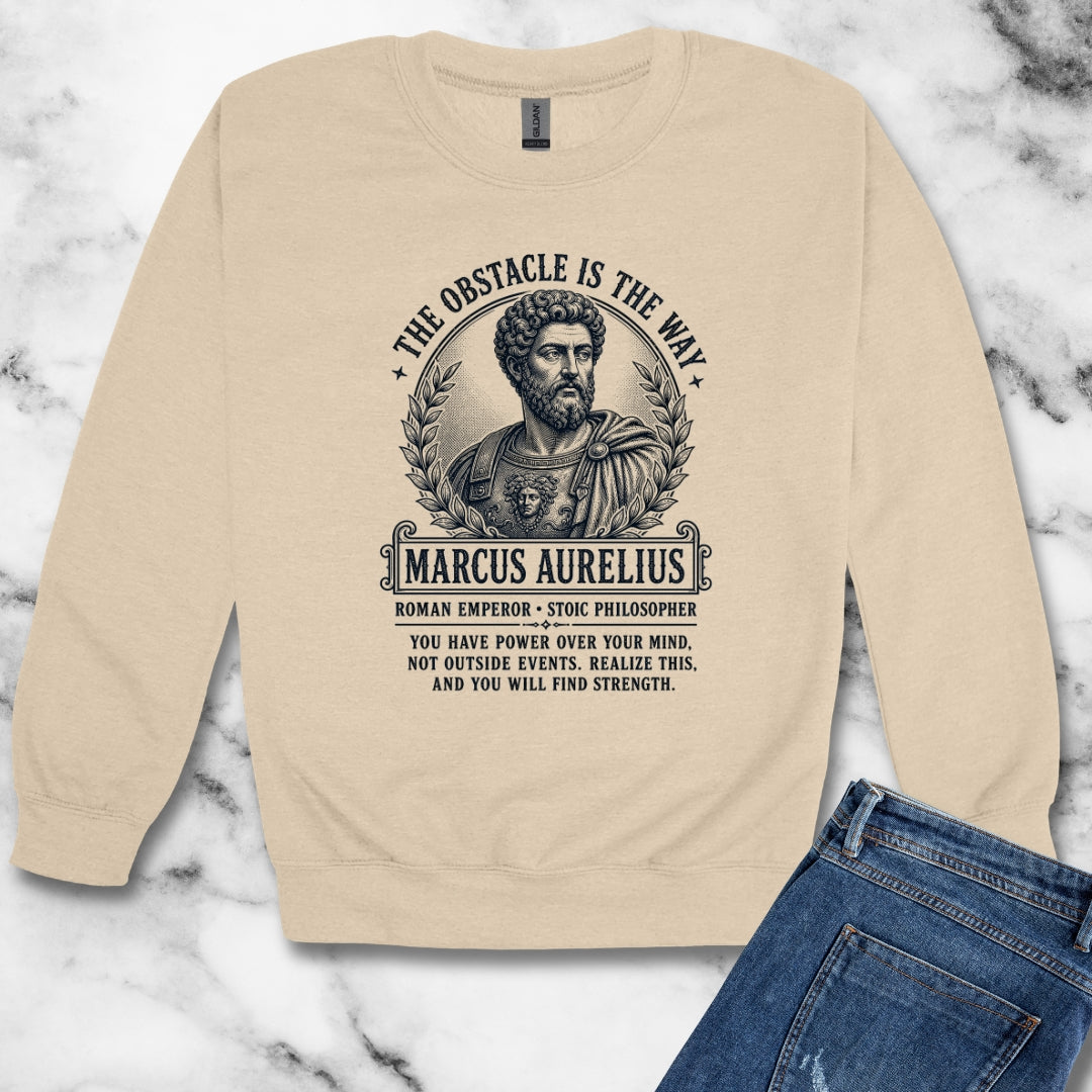 Aurelius Obstacle is the Way Unisex Heavy Crewneck Sweatshirt