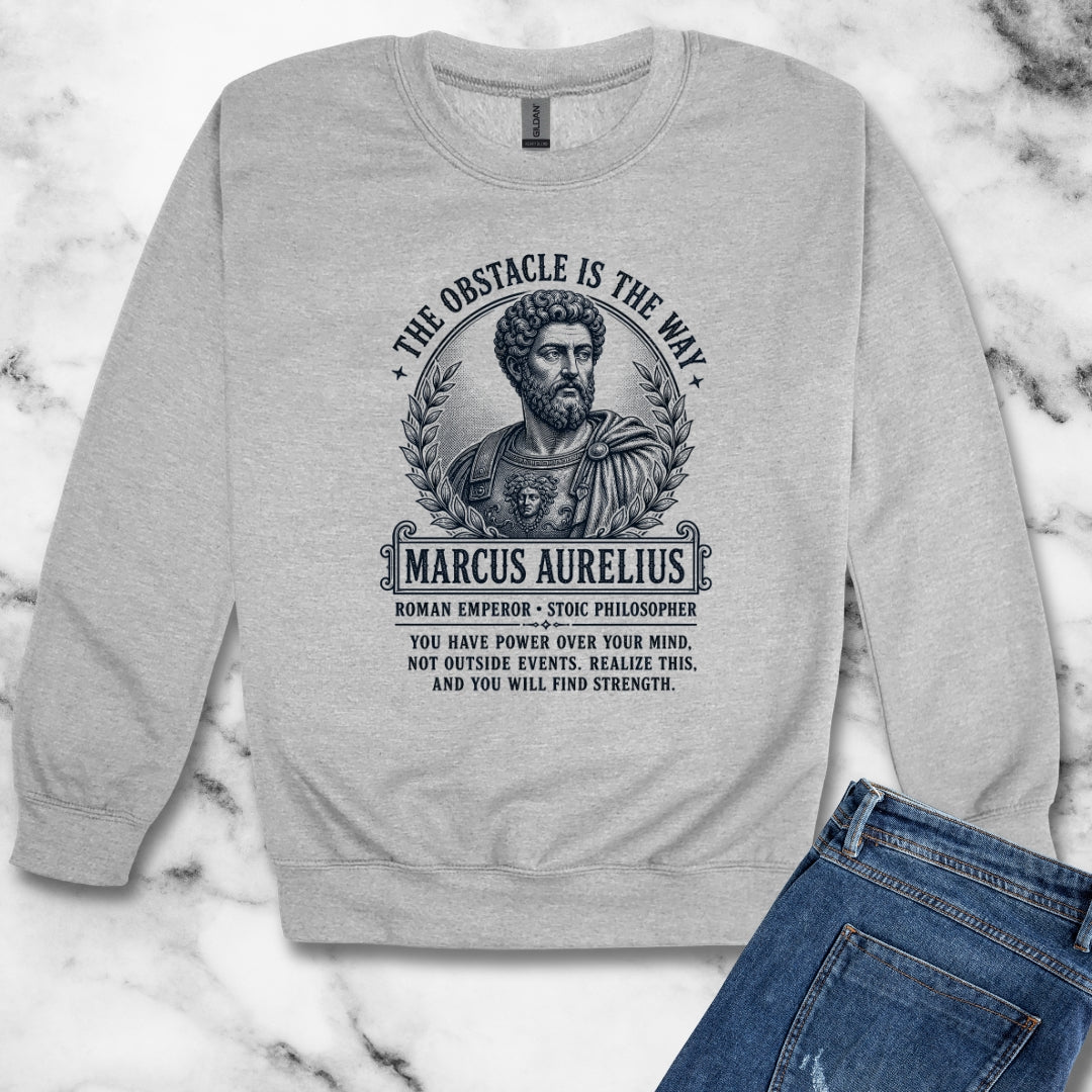 Aurelius Obstacle is the Way Unisex Heavy Crewneck Sweatshirt