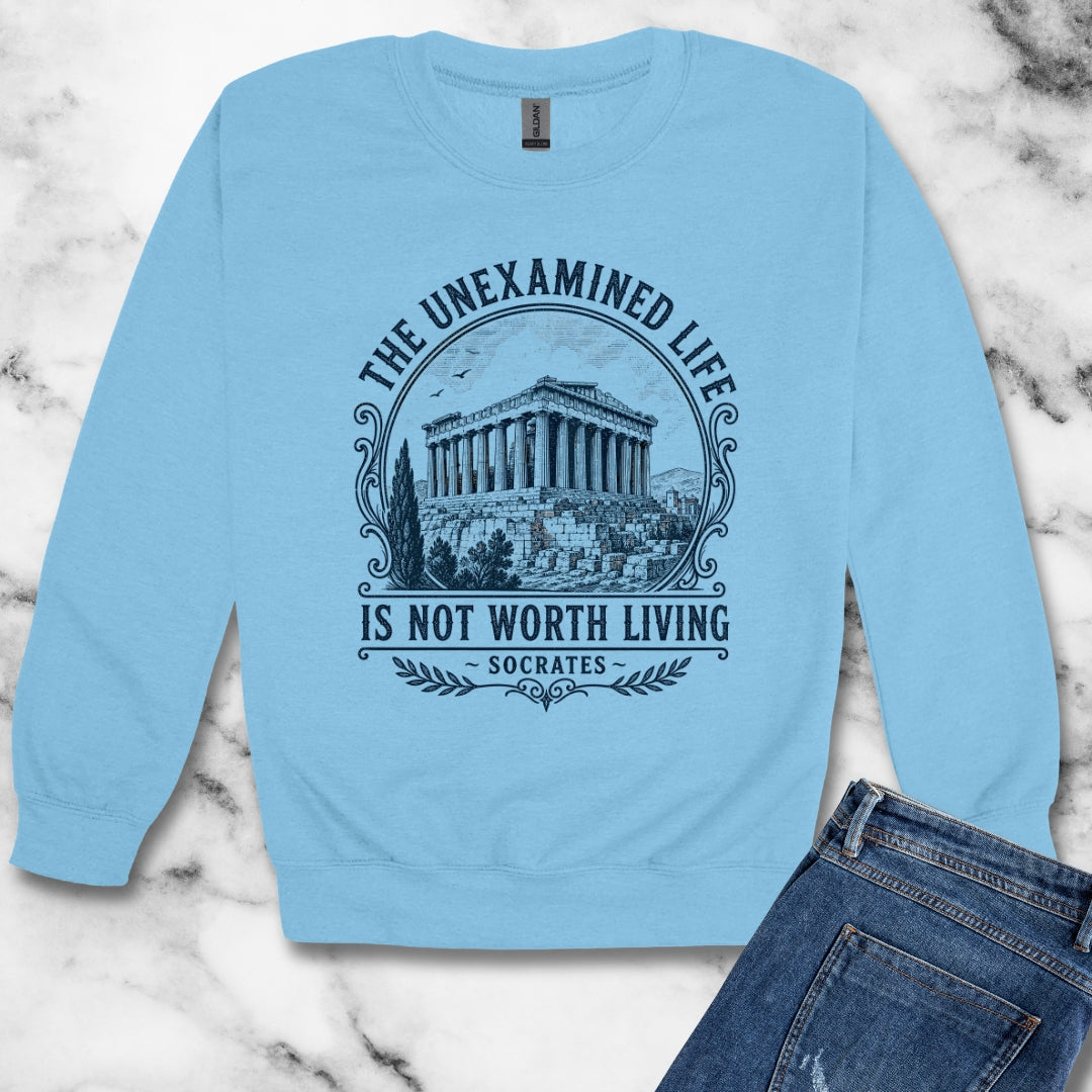 Unexamined Life Quote Socrates Unisex Heavy Crewneck Sweatshirt