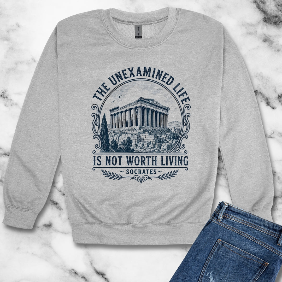 Unexamined Life Quote Socrates Unisex Heavy Crewneck Sweatshirt