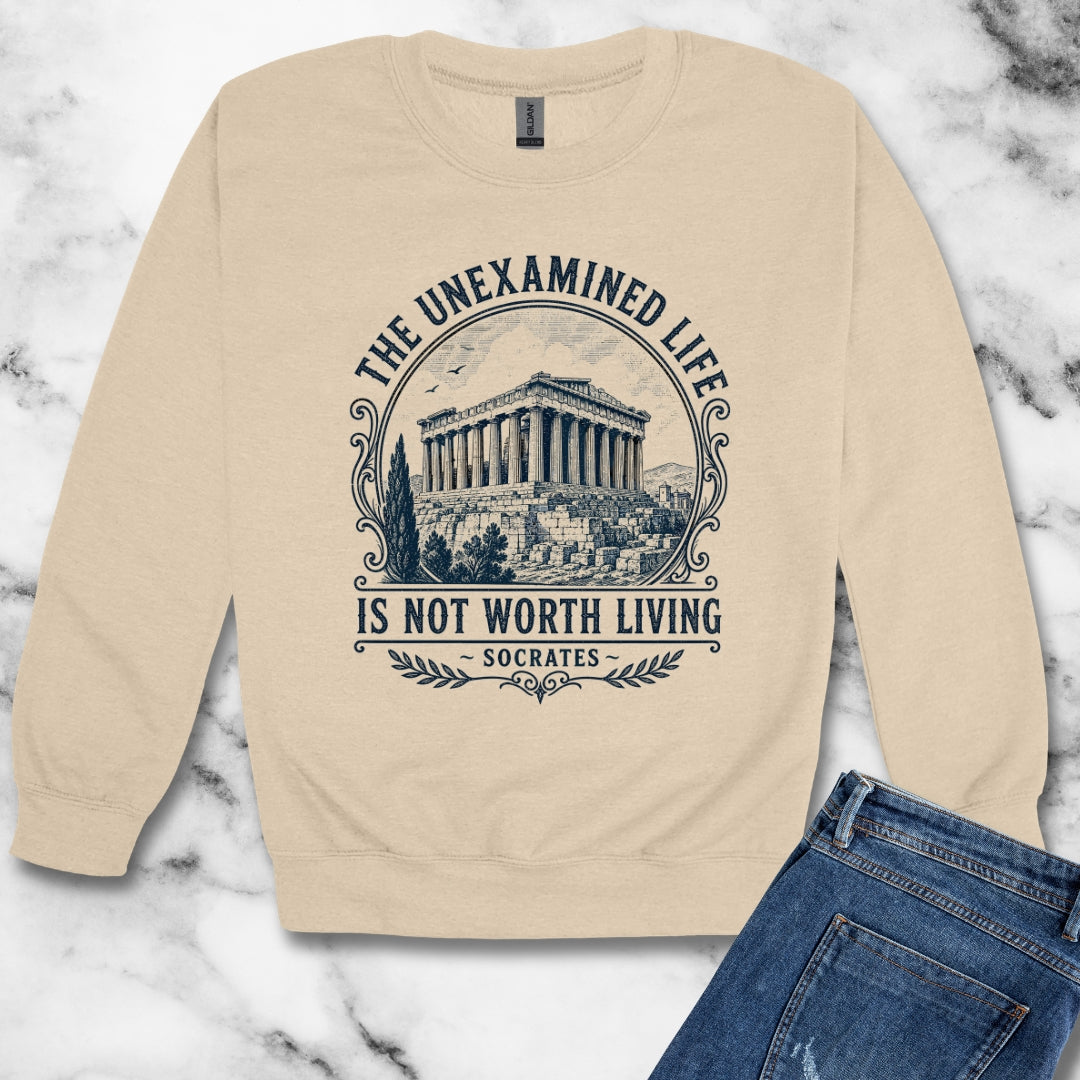 Unexamined Life Quote Socrates Unisex Heavy Crewneck Sweatshirt