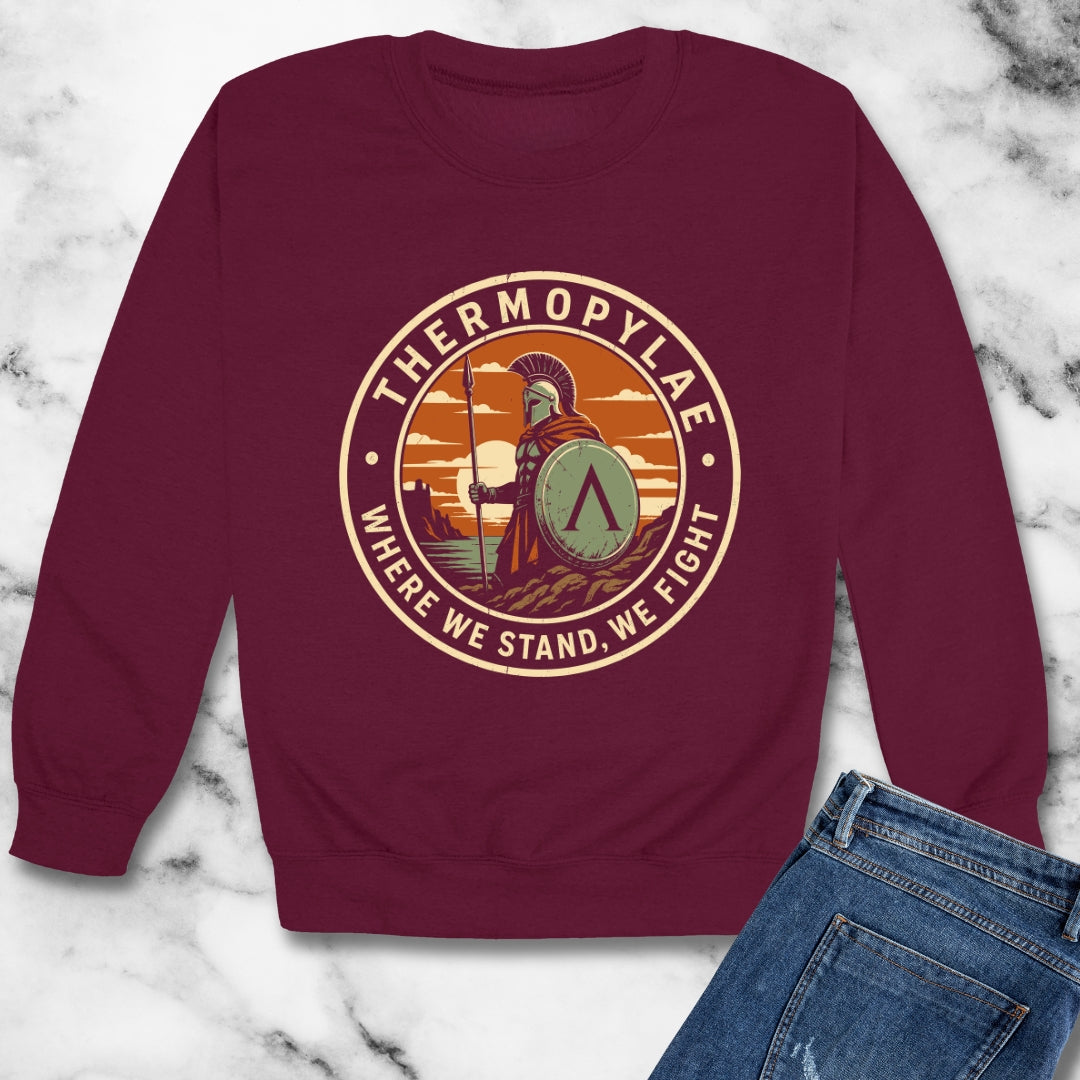 Thermopylae Stand and Fight Unisex Heavy Crewneck Sweatshirt