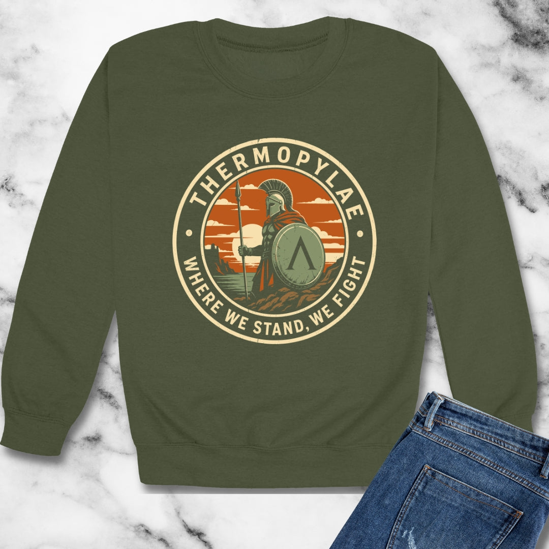 Thermopylae Stand and Fight Unisex Heavy Crewneck Sweatshirt