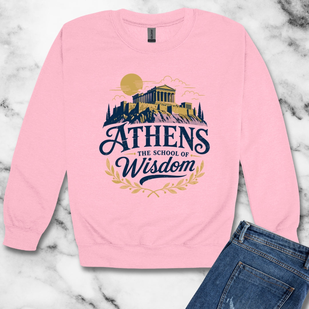 Athens School of Wisdom Unisex Heavy Crewneck Sweatshirt
