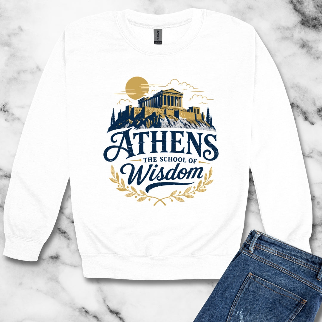 Athens School of Wisdom Unisex Heavy Crewneck Sweatshirt