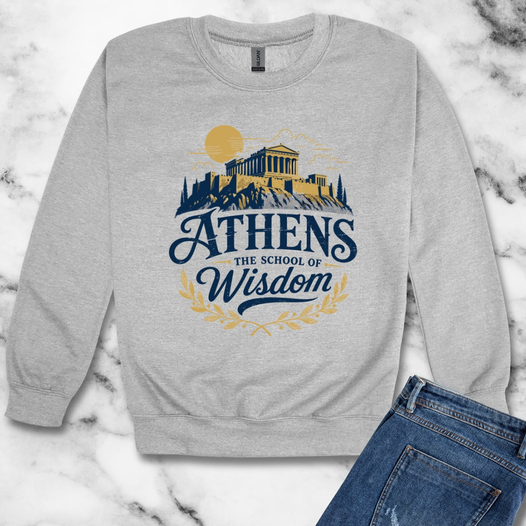 Athens School of Wisdom Unisex Heavy Crewneck Sweatshirt
