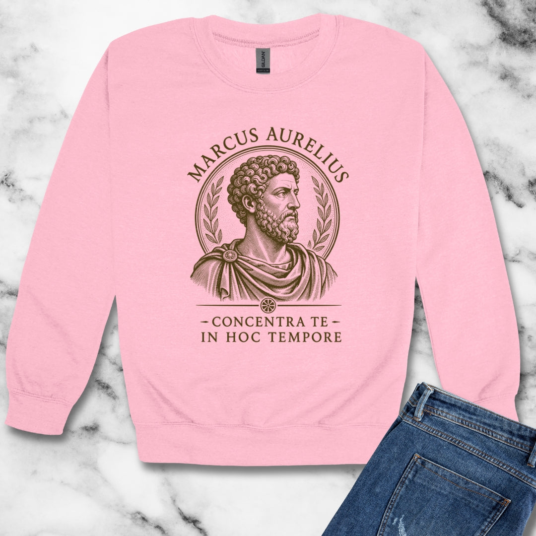 Marcus Aurelius Focus on Present Unisex Heavy Crewneck Sweatshirt