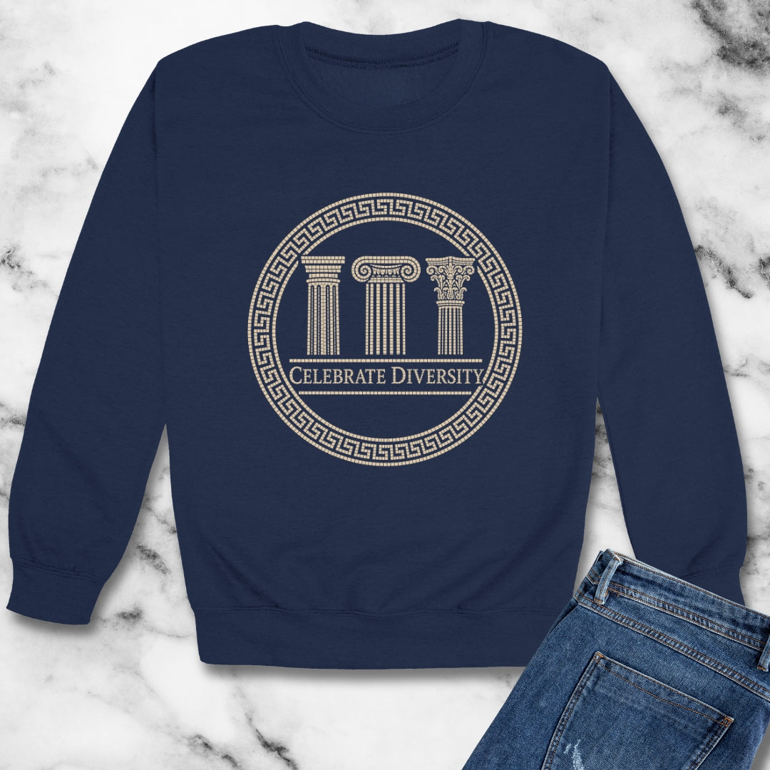 Celebrate Diversity Greek Columns Unisex Heavy Crewneck Sweatshirt