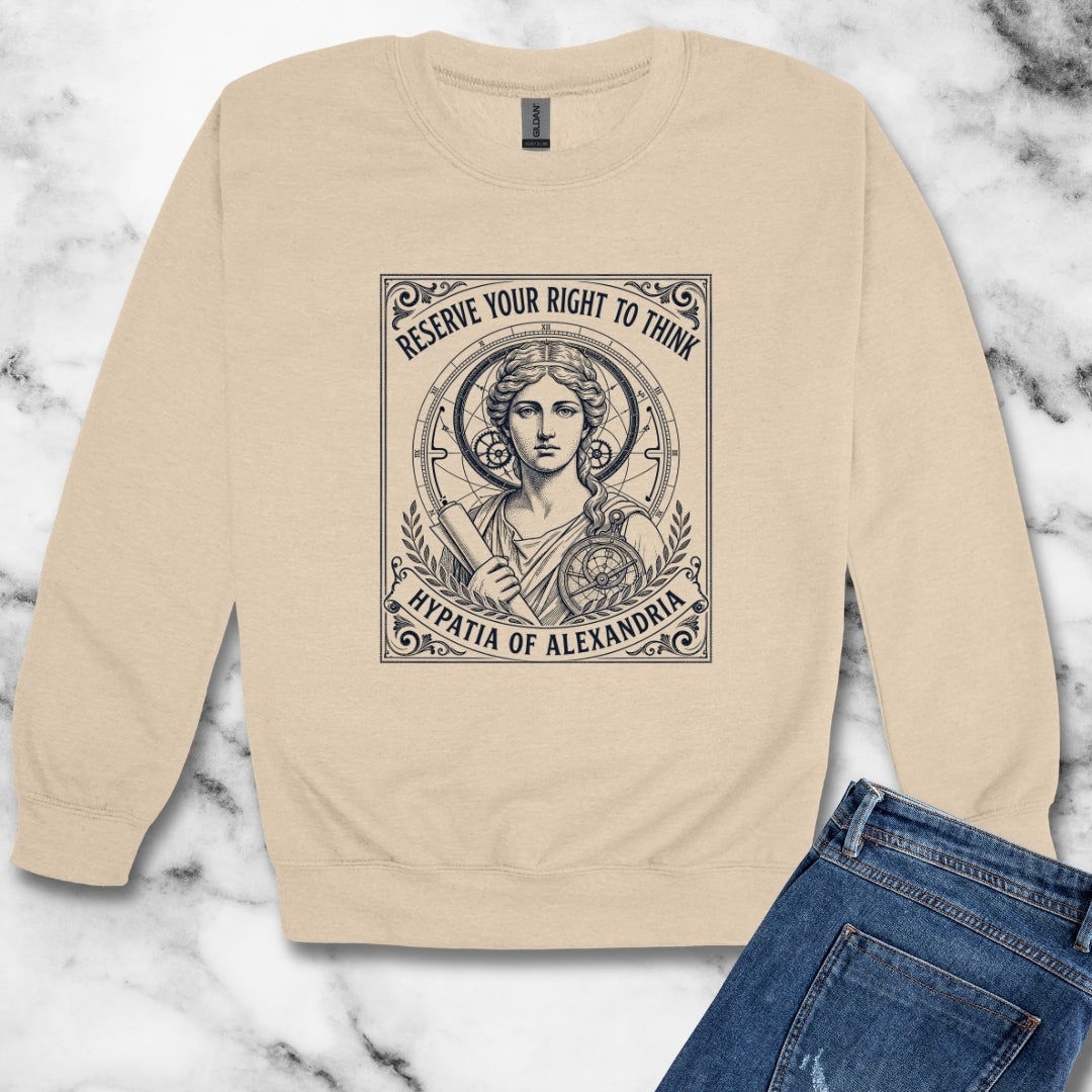 Hypatia of Alexandria Reserve Right to Think Unisex Heavy Crewneck Sweatshirt