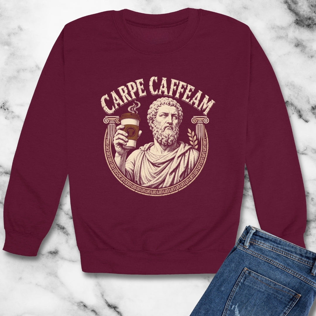 Carpe Caffeam Coffee Unisex Heavy Crewneck Sweatshirt
