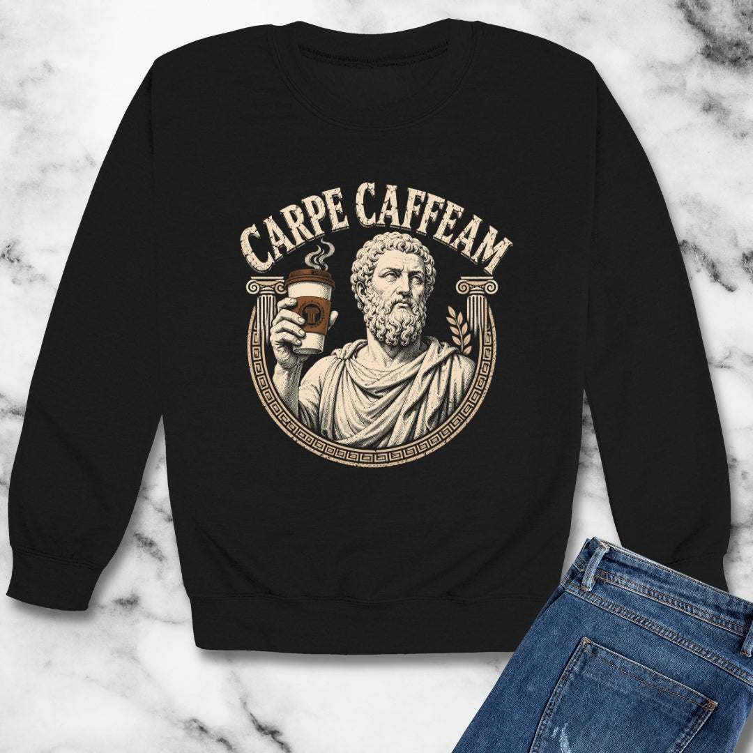 Carpe Caffeam Coffee Unisex Heavy Crewneck Sweatshirt