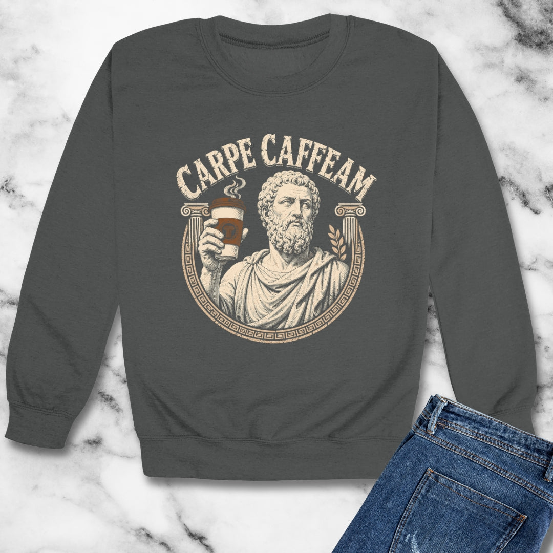 Carpe Caffeam Coffee Unisex Heavy Crewneck Sweatshirt