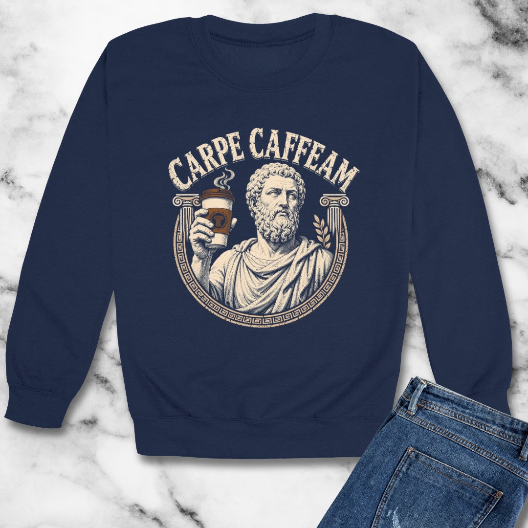 Carpe Caffeam Coffee Unisex Heavy Crewneck Sweatshirt