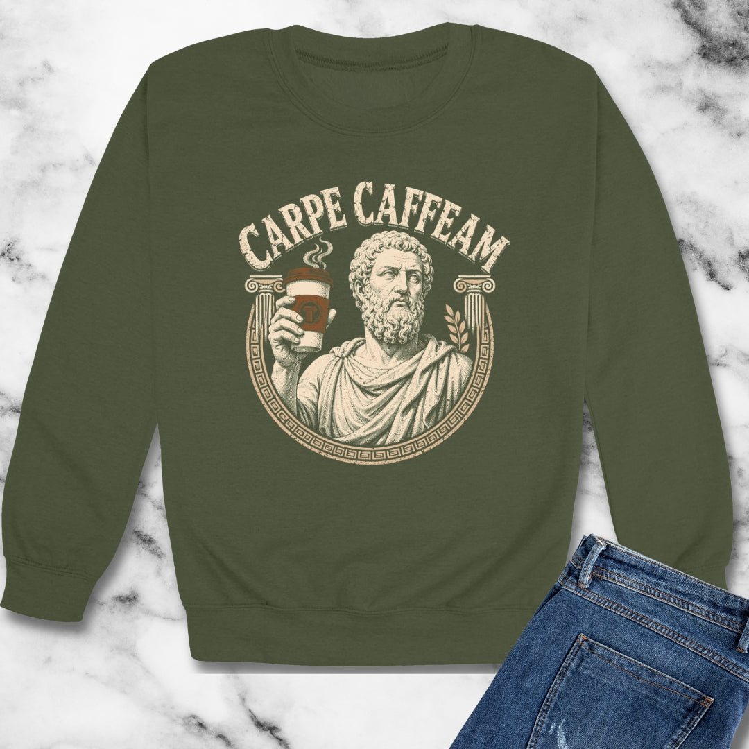 Carpe Caffeam Coffee Unisex Heavy Crewneck Sweatshirt