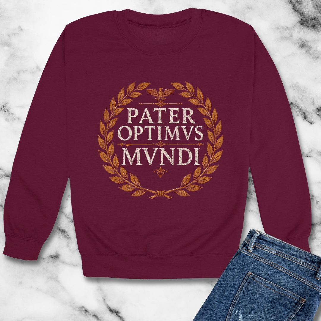 Pater Optimus Mundi Best Dad Latin Unisex Heavy Crewneck Sweatshirt