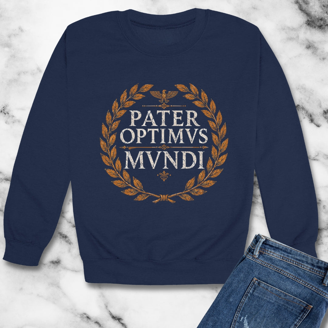 Pater Optimus Mundi Best Dad Latin Unisex Heavy Crewneck Sweatshirt