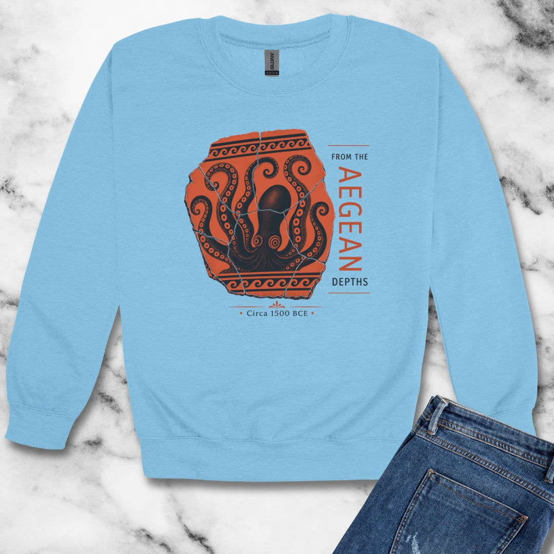 Minoan Octopus Pottery Sherd Heavy Crewneck Sweatshirt