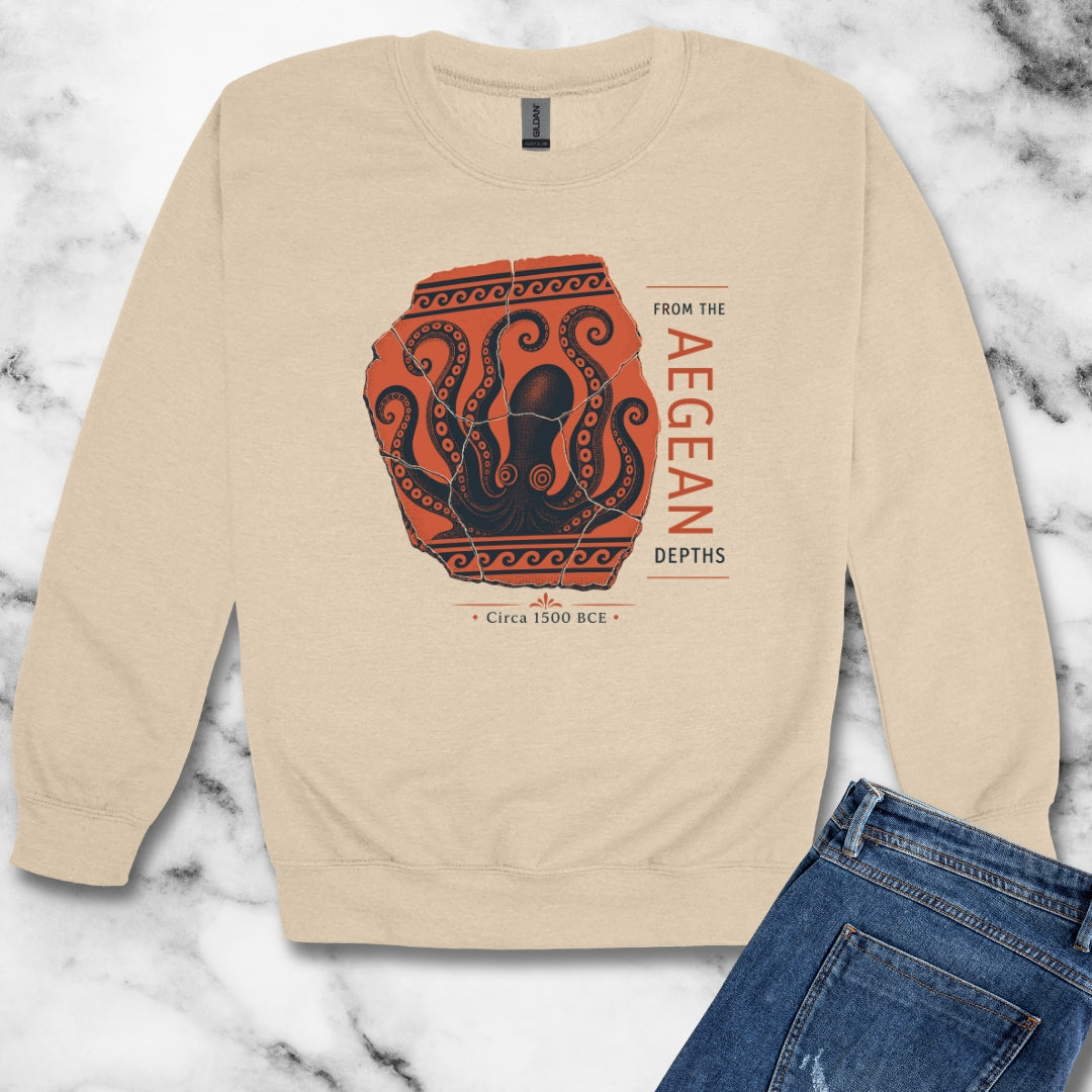 Minoan Octopus Pottery Sherd Heavy Crewneck Sweatshirt