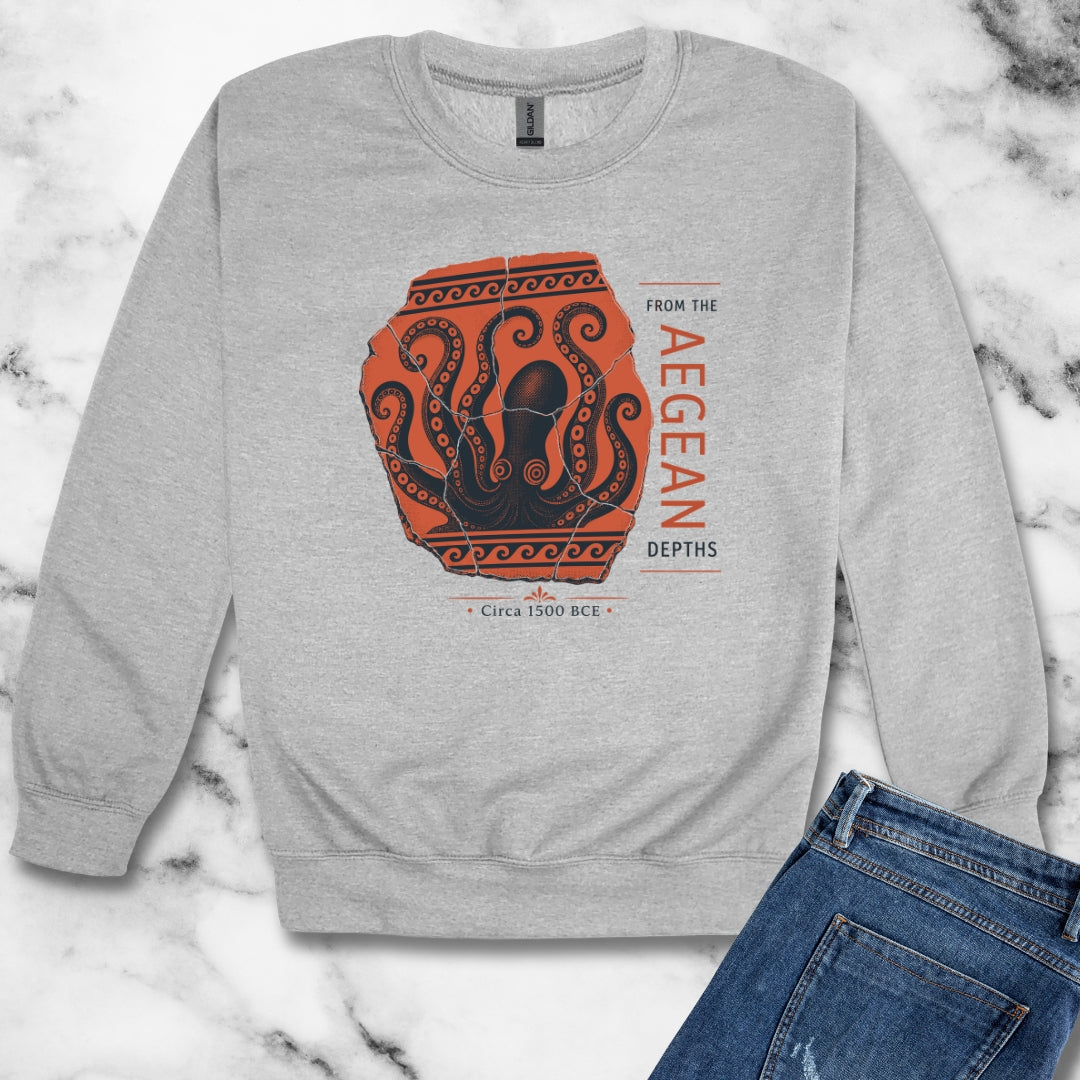 Minoan Octopus Pottery Sherd Heavy Crewneck Sweatshirt