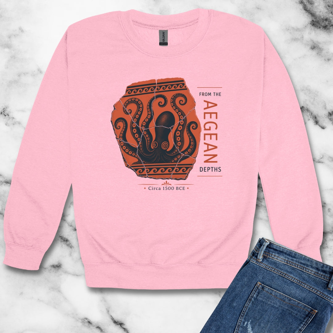 Minoan Octopus Pottery Sherd Heavy Crewneck Sweatshirt
