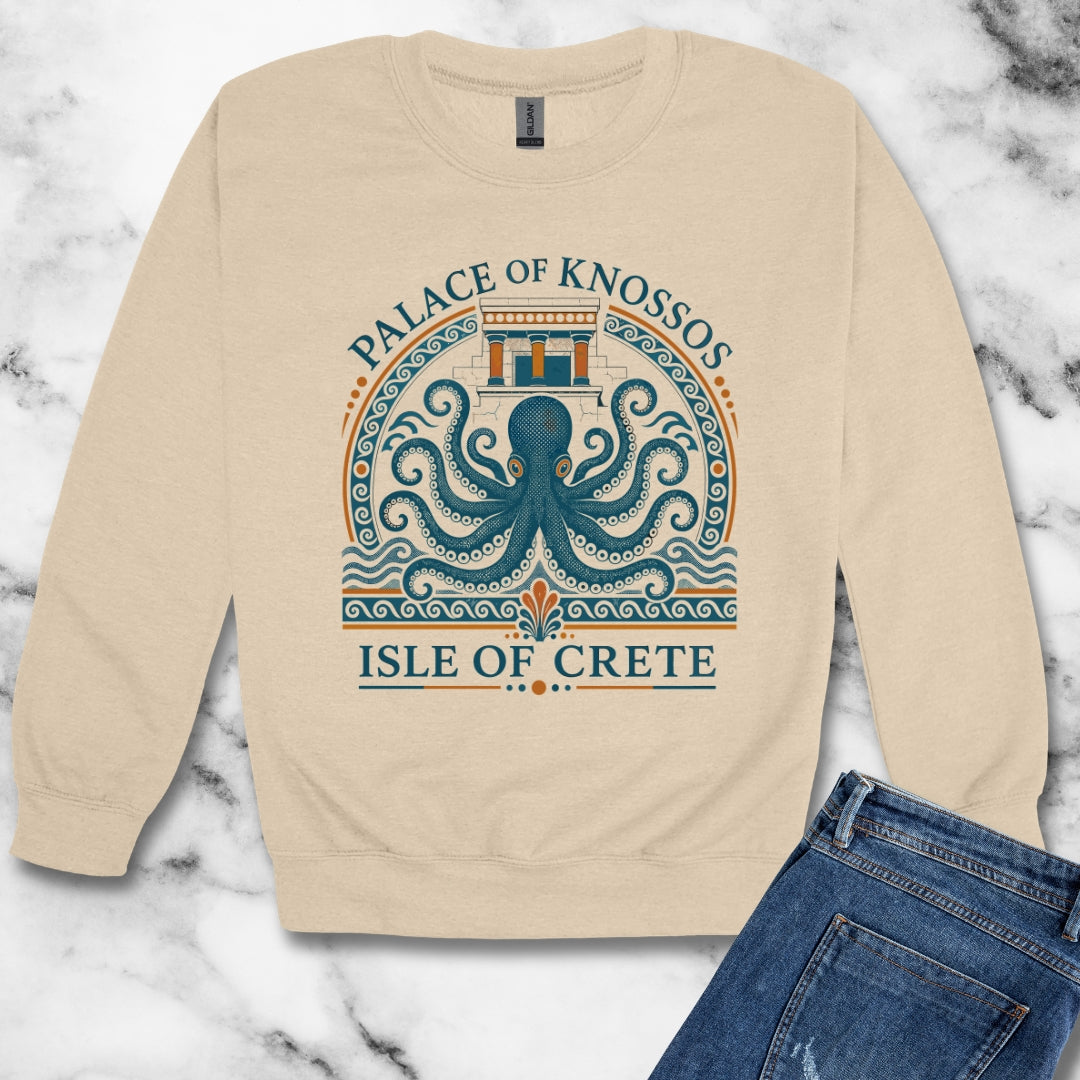 Palace of Knossos Octopus Unisex Heavy Crewneck Sweatshirt