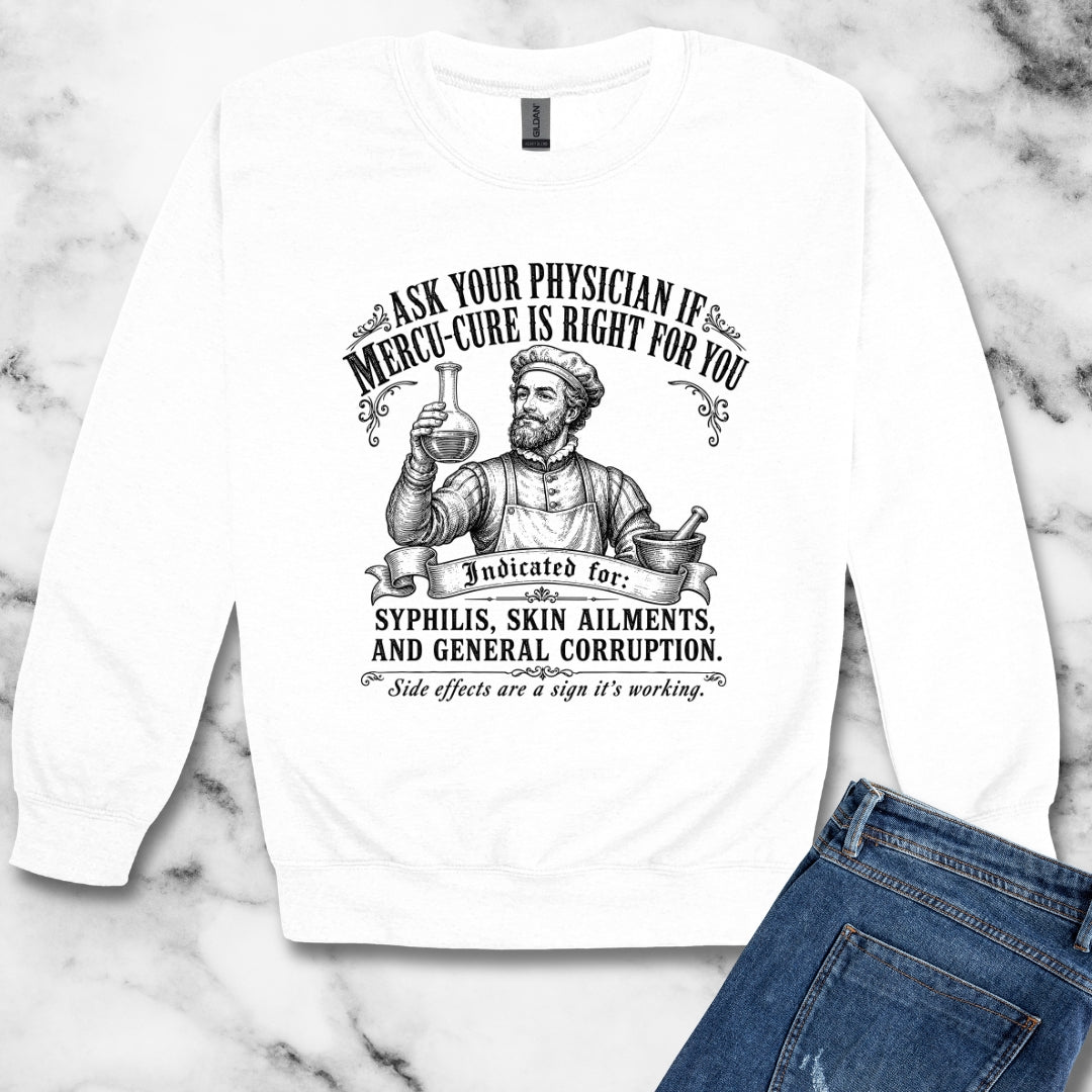 Mercury Cure Renaissance Pharma Ad Unisex Heavy Crewneck Sweatshirt