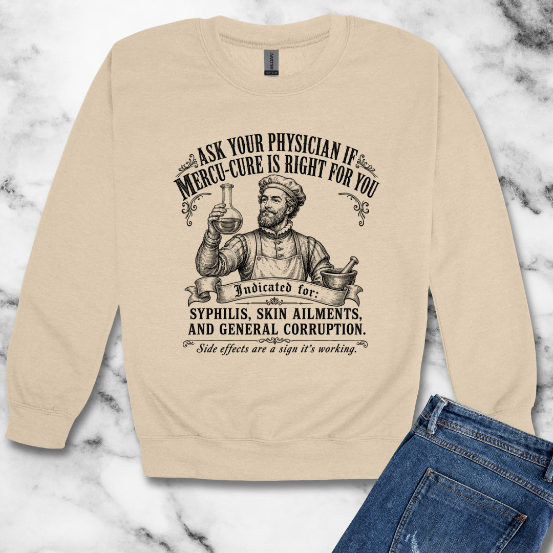 Mercury Cure Renaissance Pharma Ad Unisex Heavy Crewneck Sweatshirt