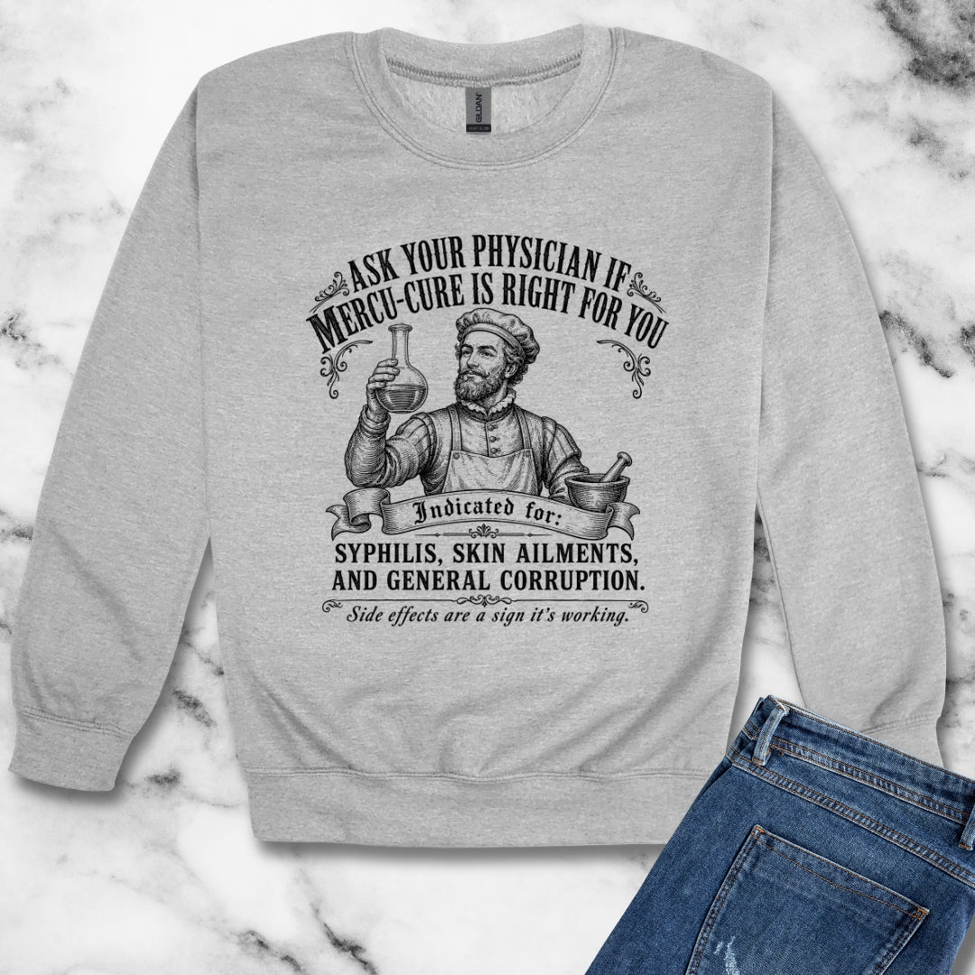 Mercury Cure Renaissance Pharma Ad Unisex Heavy Crewneck Sweatshirt