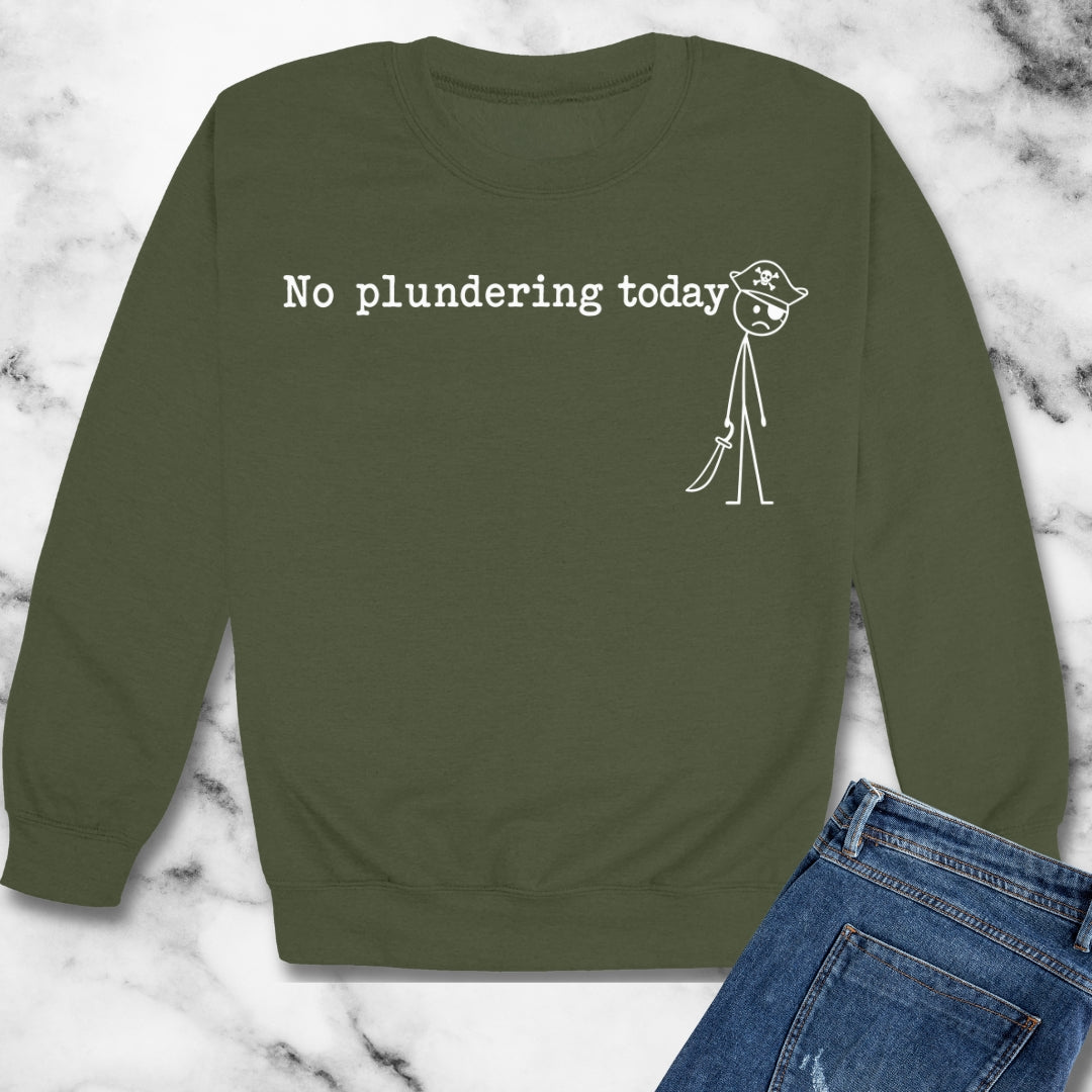 No Plundering Today Sad Pirate Unisex Heavy Crewneck Sweatshirt