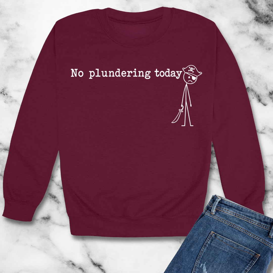 No Plundering Today Sad Pirate Unisex Heavy Crewneck Sweatshirt
