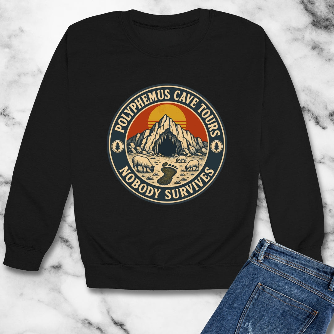 Polyphemus Cave Tours Nobody Survives Unisex Heavy Crewneck Sweatshirt