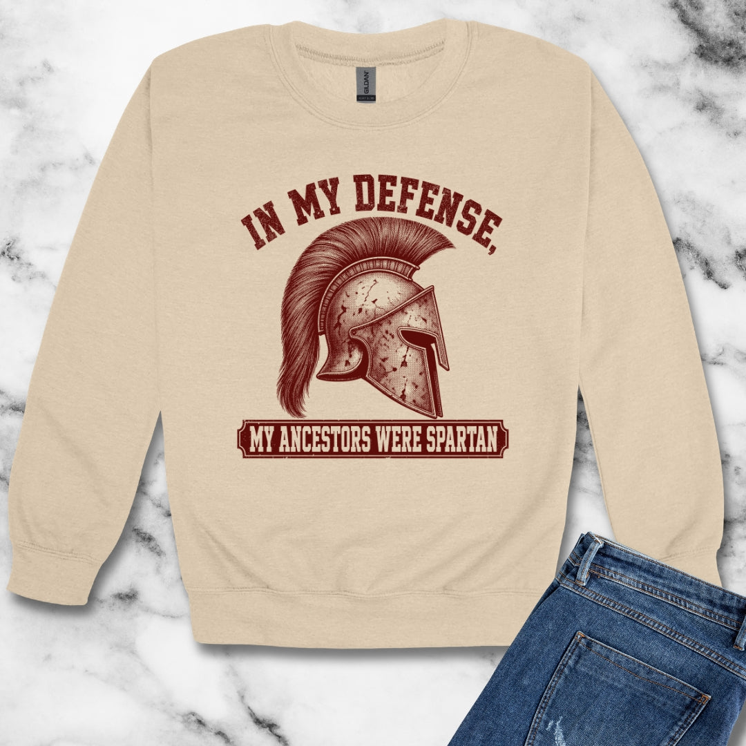 In My Defense My Ancestors Were Spartan Unisex Heavy Crewneck Sweatshirt