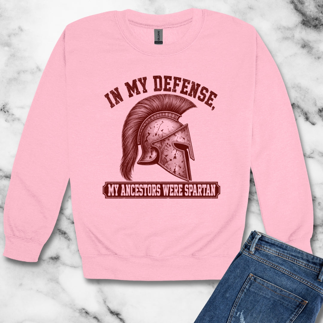 In My Defense My Ancestors Were Spartan Unisex Heavy Crewneck Sweatshirt