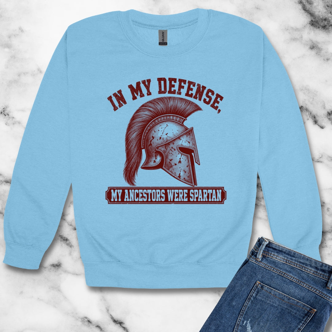 In My Defense My Ancestors Were Spartan Unisex Heavy Crewneck Sweatshirt