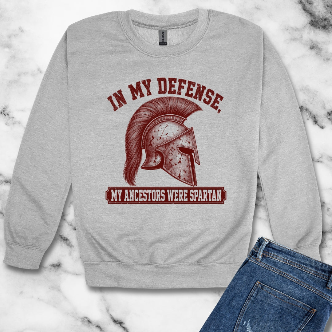 In My Defense My Ancestors Were Spartan Unisex Heavy Crewneck Sweatshirt
