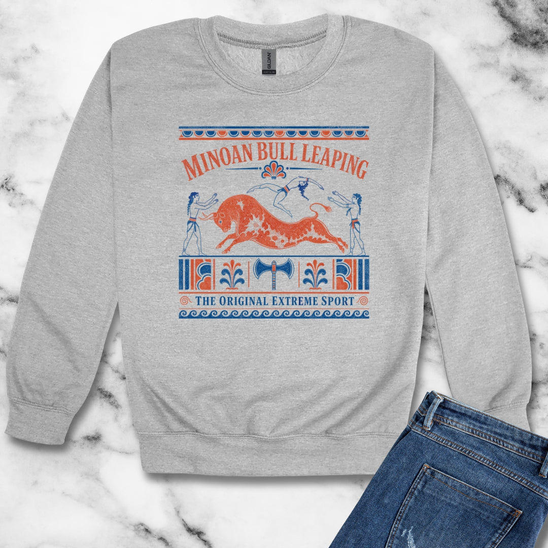 Minoan Bull Leaping Extreme Sport Unisex Heavy Crewneck Sweatshirt
